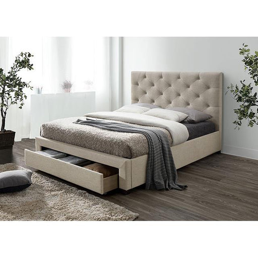 Furniture of America Sybella California King Upholstered Platform Bed with Storage CM7218BG-CK-BED IMAGE 2