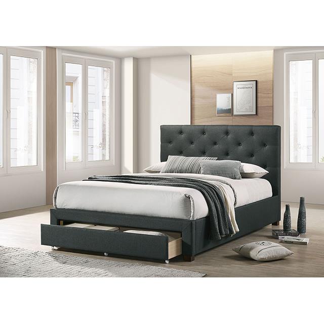 Furniture of America Sybella Queen Upholstered Platform Bed with Storage CM7218DG-Q-BED IMAGE 2