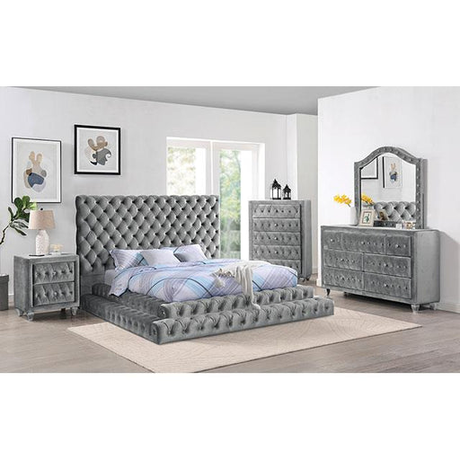 Furniture of America Stefania Queen Upholstered Platform Bed CM7227GY-Q-BED IMAGE 2