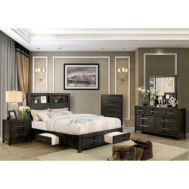 Furniture of America Karla King Bookcase Bed with Storage CM7500GY-EK-BED IMAGE 2