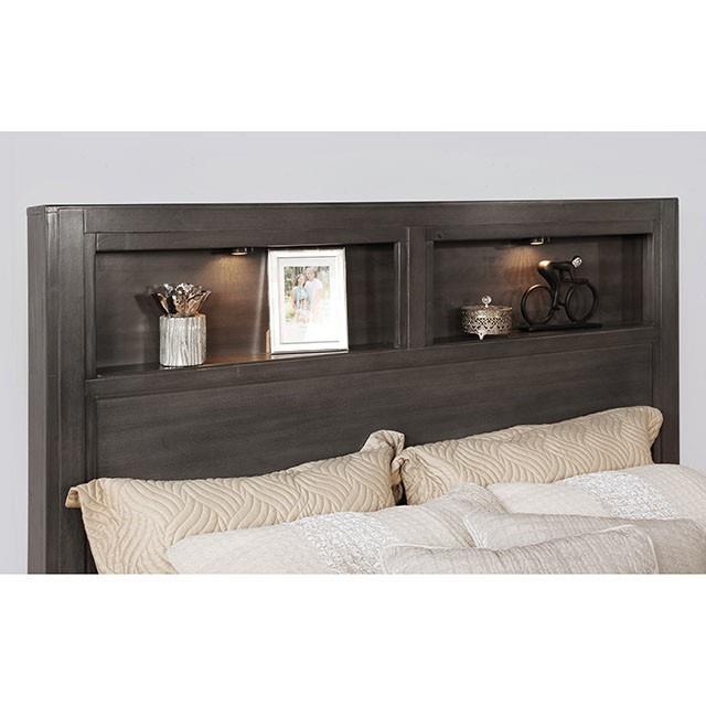 Furniture of America Karla King Bookcase Bed with Storage CM7500GY-EK-BED IMAGE 3