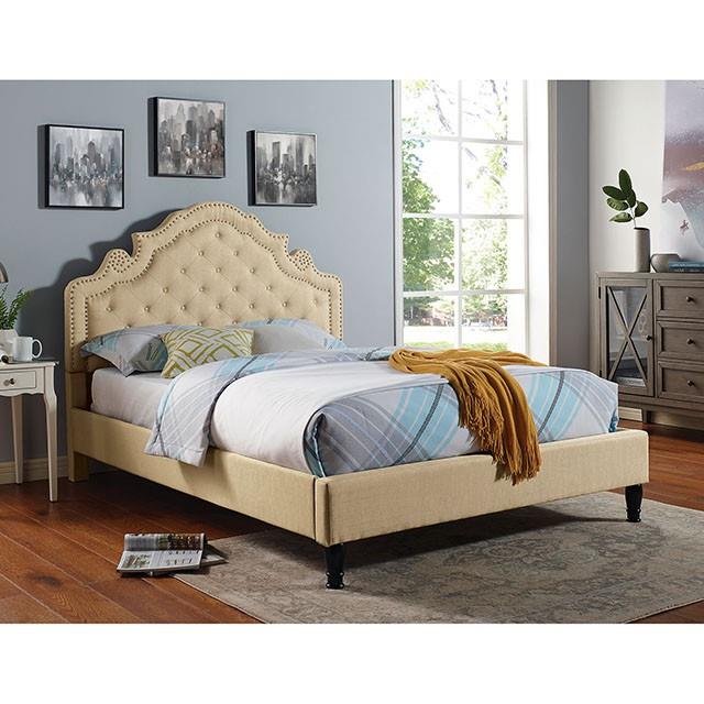 Furniture of America Aubree California King Upholstered Platform Bed CM7537BG-CK-BED IMAGE 2