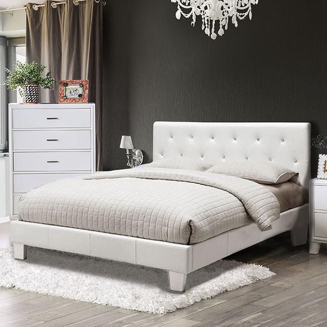 Furniture of America Velen Full Upholstered Platform Bed CM7949WH-F-BED-VN IMAGE 1