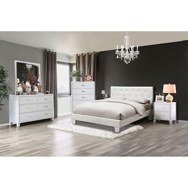 Furniture of America Velen Queen Upholstered Platform Bed CM7949WH-Q-BED-VN IMAGE 2