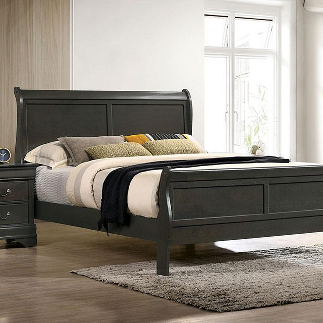 Furniture of America Louis Philippe King Sleigh Bed CM7966GY-EK-BED IMAGE 1