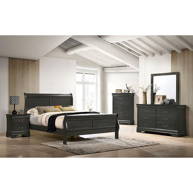 Furniture of America Louis Philippe King Sleigh Bed CM7966GY-EK-BED IMAGE 2