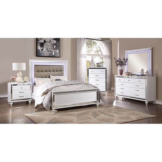 Furniture of America Brachium California King Upholstered Panel Bed CM7977WH-CK-BED IMAGE 2