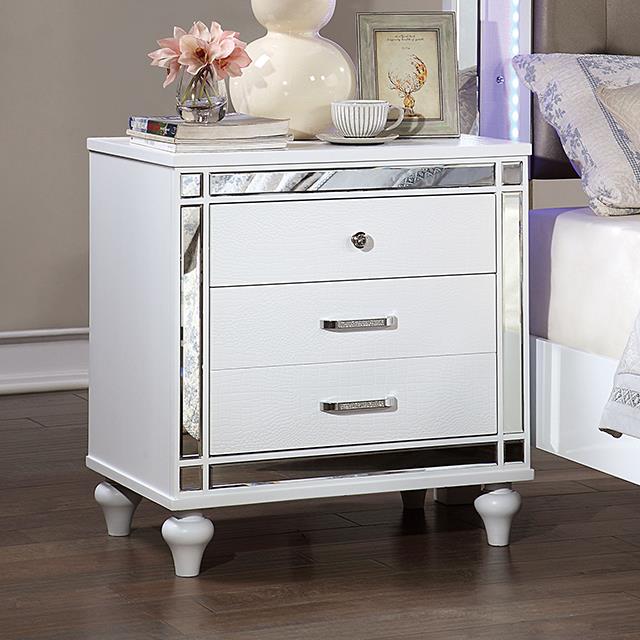 Furniture of America Brachium 3-Drawer Nightstand CM7977WH-N IMAGE 1