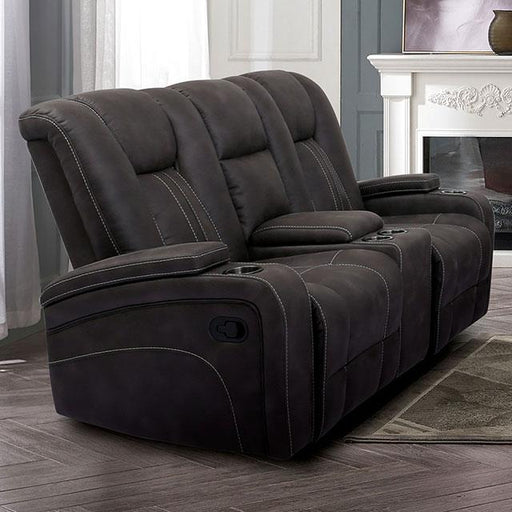 Furniture of America Amirah Reclining Fabric Loveseat with Console CM9903-LV IMAGE 1