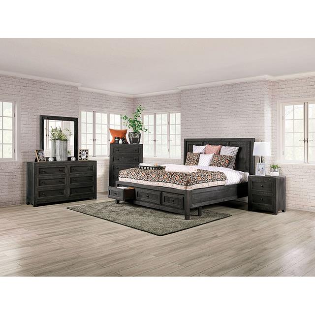 Furniture of America Oakridge King Panel Bed with Storage EM7074DG-EK-BED IMAGE 2