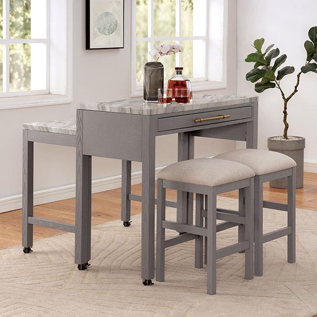 Furniture of America Whitehall Counter Height Dining Table with Marble Top FOA3544LG-PT IMAGE 2