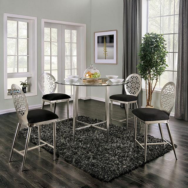 Furniture of America Round Abner Counter Height Dining Table with Glass Top FOA3743PT-TABLE IMAGE 1