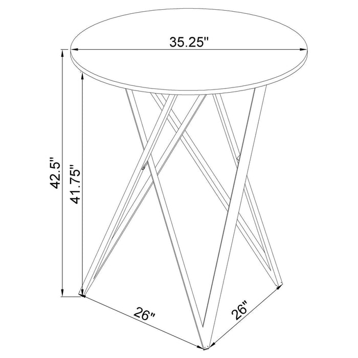 Coaster Furniture Round Bexter Pub Height Dining Table with Faux Marble Top and Pedestal Base 183526 IMAGE 7