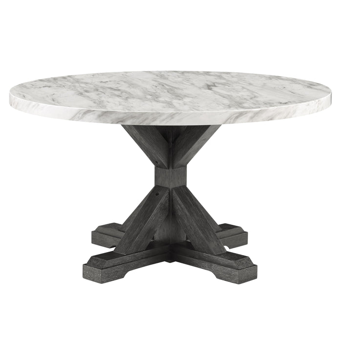 Crown Mark Round Vance Dining Table with a Faux Marble Top and a Pedestal Base 1318T-54R-LEG/1318T-54R-TOP IMAGE 1