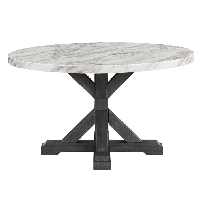 Crown Mark Round Vance Dining Table with a Faux Marble Top and a Pedestal Base 1318T-54R-LEG/1318T-54R-TOP IMAGE 2