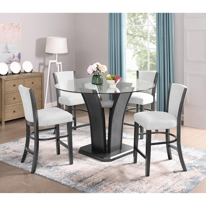 Crown Mark Round Camelia Counter Height Dining Table with glass top and pedestal base 1716DVT-54-BSL/1716DVT-54RD-GL IMAGE 3