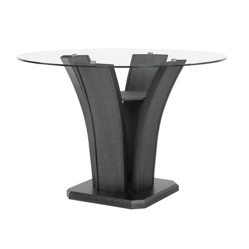 Crown Mark Round Camelia Counter Height Dining Table with glass top and pedestal base 1716T-54-BSL/1716T-54RD-GL IMAGE 2