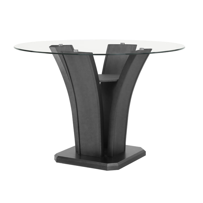 Crown Mark Round Camelia Counter Height Dining Table with glass top and pedestal base 1716T-54-BSL/1716T-54RD-GL IMAGE 2