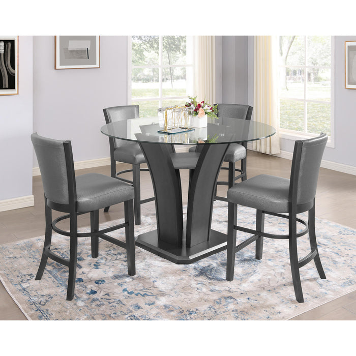 Crown Mark Round Camelia Counter Height Dining Table with glass top and pedestal base 1716T-54-BSL/1716T-54RD-GL IMAGE 3