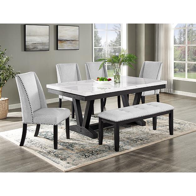 Crown Mark Vance Dining Table with Faux Marble Top and Trestle Base 1319T-4272 IMAGE 2