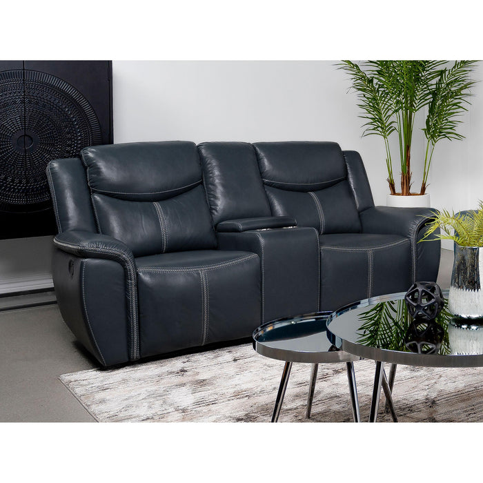 Coaster Furniture Sloane Reclining Leather Look Loveseat 610272 IMAGE 2