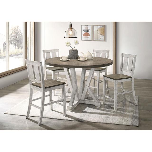 Furniture of America Round Dakota Counter Height Dining Table CM3289BR-RPT-48-TABL IMAGE 2