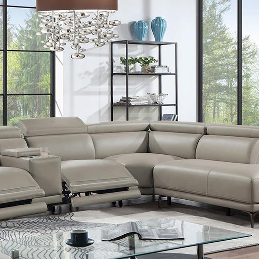 Furniture of America Linwurst Power Reclining Leatherette Sectional CM6457GY-PM-SECT IMAGE 1