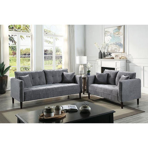 Furniture of America Lynda Stationary Fabric Loveseat CM6736DG-LV IMAGE 2