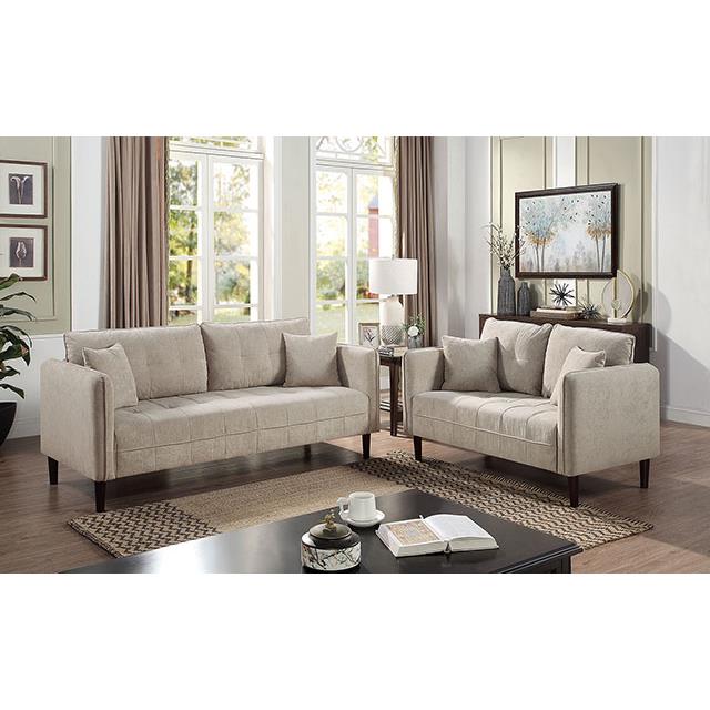 Furniture of America Lynda Stationary Fabric Loveseat CM6736LG-LV IMAGE 2