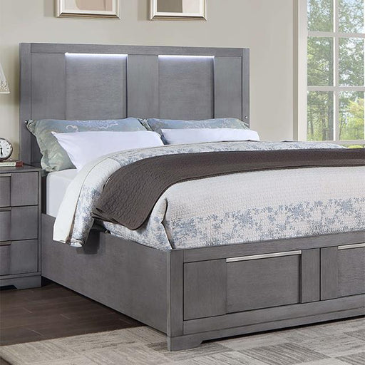 Furniture of America Regulus California King Panel Bed with Storage CM7475GY-CK-BED IMAGE 1