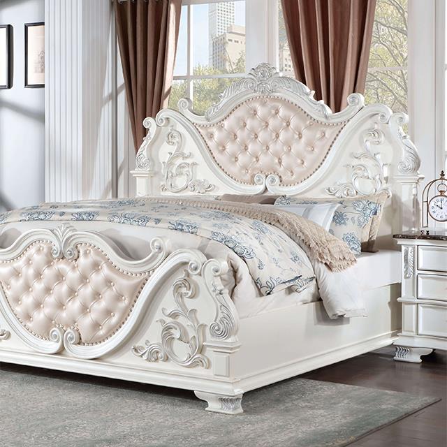 Furniture of America Esparanza Queen Upholstered Panel Bed CM7478WH-Q-BED IMAGE 1