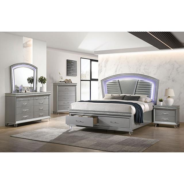 Furniture of America Maddie King Upholstered Panel Bed with Storage CM7899SV-EK-BED IMAGE 2