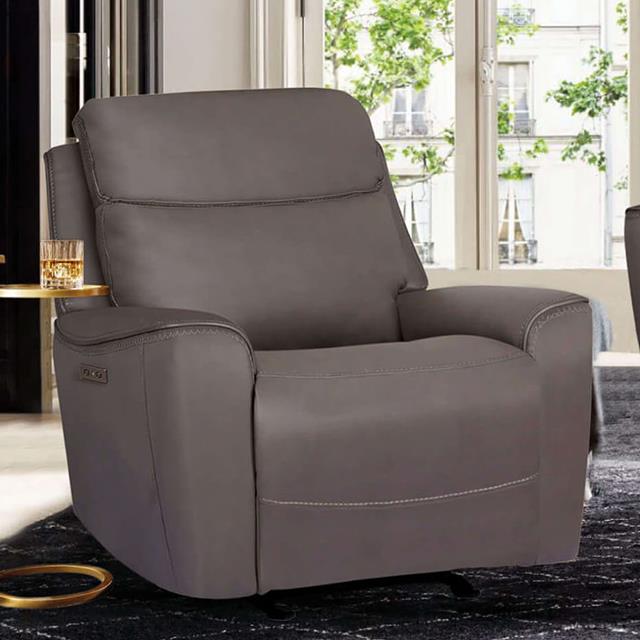 Furniture of America Artemia Power Leatherette Recliner CM9922GY-CH-PM IMAGE 1