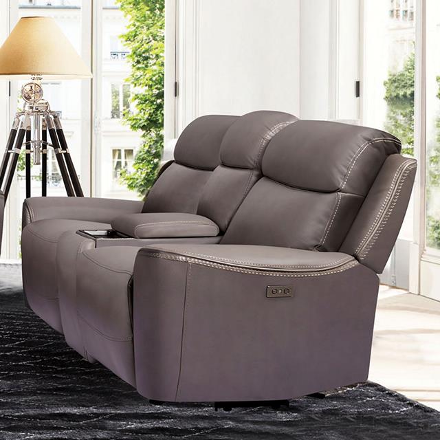 Furniture of America Artemia Power Reclining Loveseat with Console CM9922GY-LV-PM-PK IMAGE 1