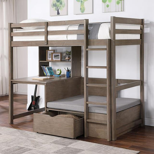 Furniture of America Callistus CM-BK828GY Twin/Workstation Loft Bed IMAGE 1