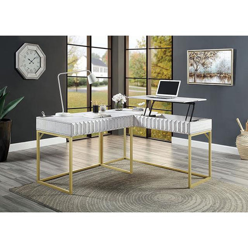 Furniture of America Freiburg CM-DK406WH-PK Corner Desk IMAGE 2