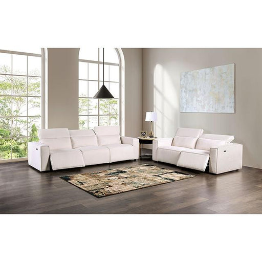 Furniture of America Treharris Power Reclining Fabric Sofa FM62002WH-SF-PM-PK IMAGE 2