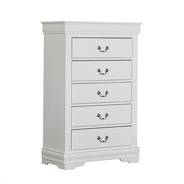 Furniture of America Louis Philippe 5-Drawer Chest FM7866WH-C IMAGE 2