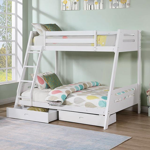 Furniture of America Emilee FM-BK003WH Twin/Full Bunk Bed IMAGE 1