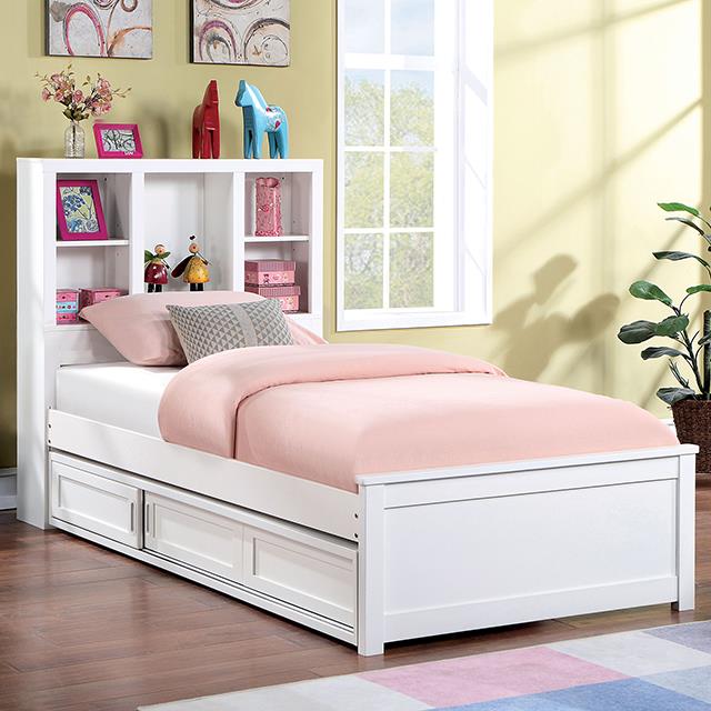 Furniture of America Marilla Full Bookcase Bed with Storage FOA7256WH-F-BED IMAGE 3