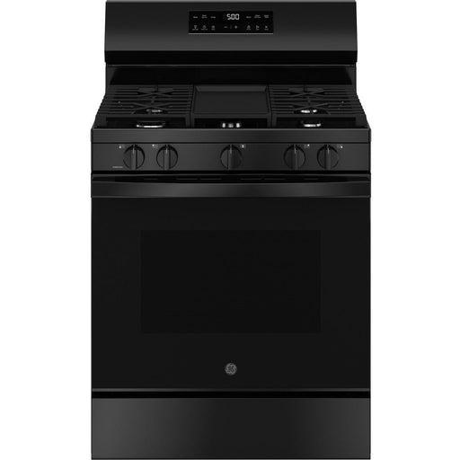 GE 30-inch Freestanding Gas Range with Center Oval Burner GGF500PVBB IMAGE 1