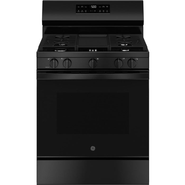 GE 30-inch Freestanding Gas Range with Center Oval Burner GGF500PVBB IMAGE 1