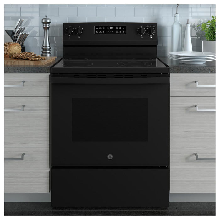 GE 30-inch Freestanding Electric Range with SmartHQ™ GRF400PVBB IMAGE 5