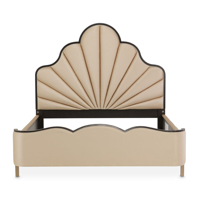 AICO Malibu Crest King Scalloped Panel Bed in Dark Espresso