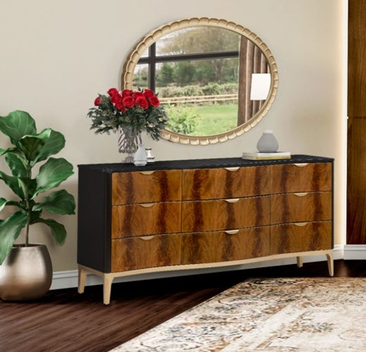 AICO Malibu Crest Oval Wall Mirror in Burnished Gold