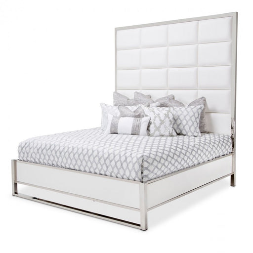 Aico State St King Metal Panel Bed in Glossy White image