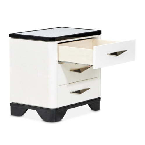 AICO Furniture Tuxedo Nightstand in Piano Keyboard