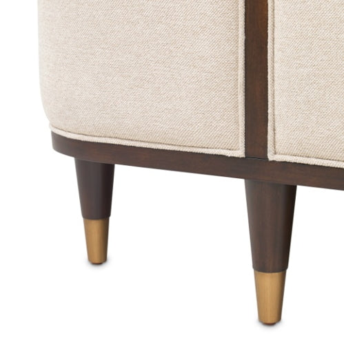 AICO Furniture Camellia Field King Upholstered Panel Bed in Warm Pecan