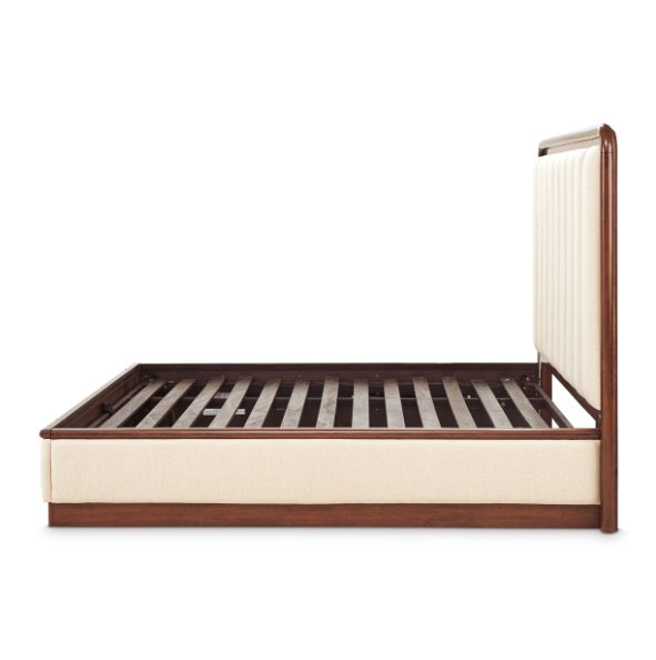 AICO Furniture Mason Park King Channel Tufted Bed in Umber