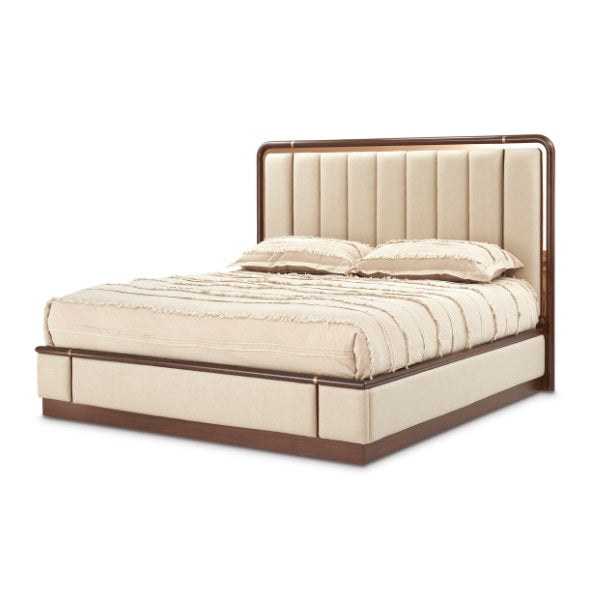 AICO Furniture Mason Park Queen Channel Tufted Bed in Umber image